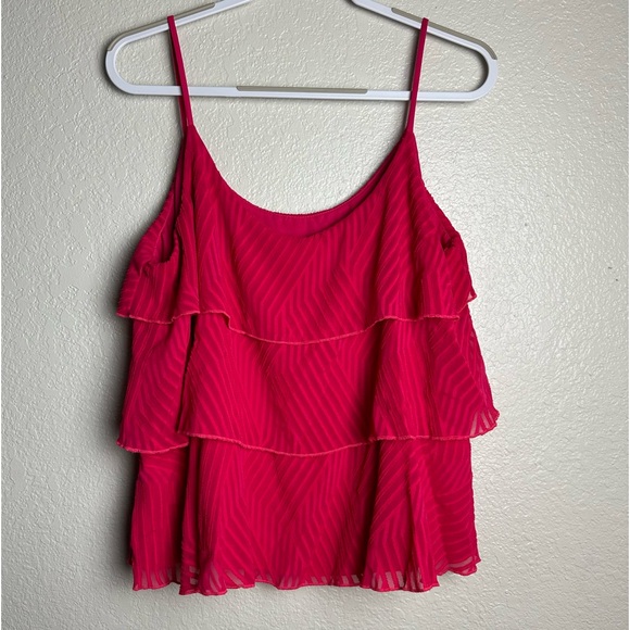 Anthropologie AMADI Hot Pink Ameline Layered Cami Tank Top Size L - Picture 2 of 8